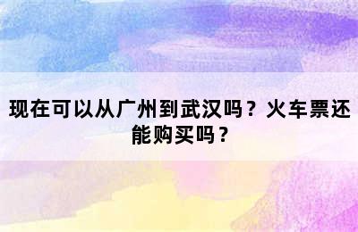 现在可以从广州到武汉吗？火车票还能购买吗？