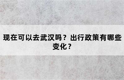 现在可以去武汉吗？出行政策有哪些变化？