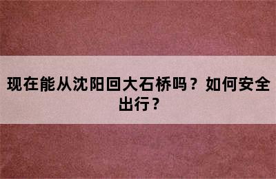 现在能从沈阳回大石桥吗？如何安全出行？