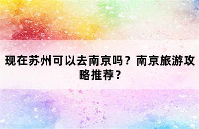 现在苏州可以去南京吗？南京旅游攻略推荐？