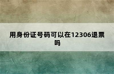 用身份证号码可以在12306退票吗