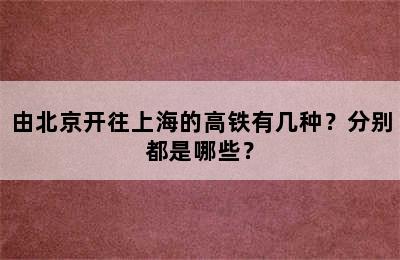 由北京开往上海的高铁有几种？分别都是哪些？