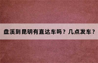 盘溪到昆明有直达车吗？几点发车？