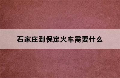 石家庄到保定火车需要什么