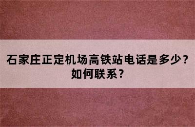 石家庄正定机场高铁站电话是多少？如何联系？