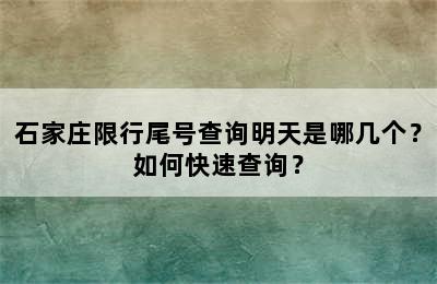 石家庄限行尾号查询明天是哪几个？如何快速查询？