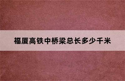 福厦高铁中桥梁总长多少千米