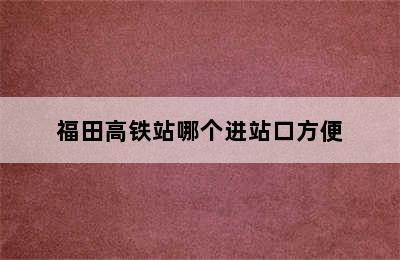 福田高铁站哪个进站口方便