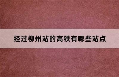 经过柳州站的高铁有哪些站点