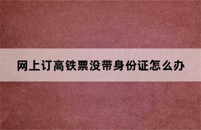 网上订高铁票没带身份证怎么办