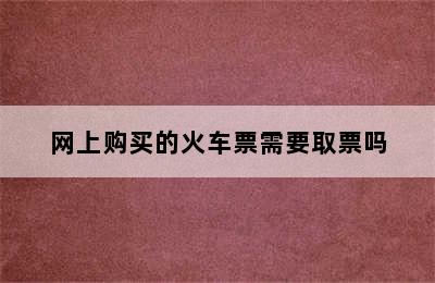 网上购买的火车票需要取票吗