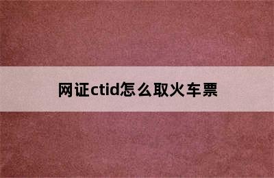 网证ctid怎么取火车票