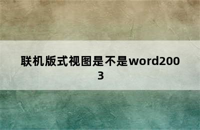 联机版式视图是不是word2003