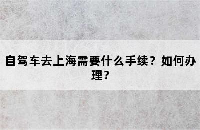 自驾车去上海需要什么手续？如何办理？