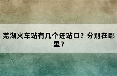 芜湖火车站有几个进站口？分别在哪里？