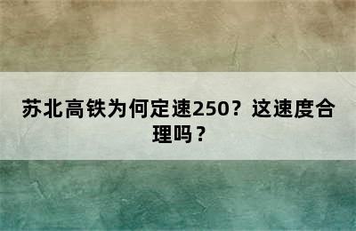 苏北高铁为何定速250？这速度合理吗？