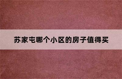苏家屯哪个小区的房子值得买
