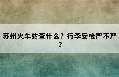 苏州火车站查什么？行李安检严不严？