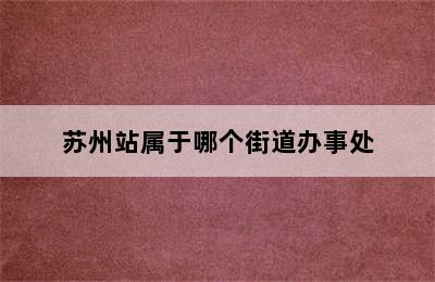 苏州站属于哪个街道办事处