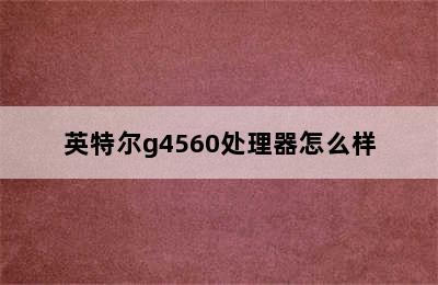 英特尔g4560处理器怎么样