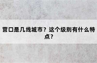 营口是几线城市？这个级别有什么特点？