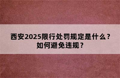 西安2025限行处罚规定是什么？如何避免违规？