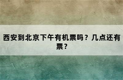 西安到北京下午有机票吗？几点还有票？