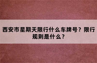 西安市星期天限行什么车牌号？限行规则是什么？