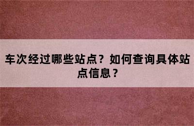车次经过哪些站点？如何查询具体站点信息？
