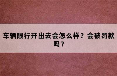 车辆限行开出去会怎么样？会被罚款吗？
