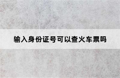 输入身份证号可以查火车票吗