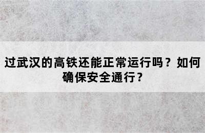 过武汉的高铁还能正常运行吗？如何确保安全通行？