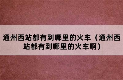 通州西站都有到哪里的火车（通州西站都有到哪里的火车啊）