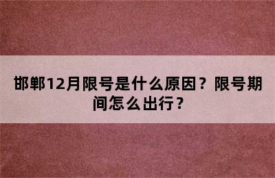 邯郸12月限号是什么原因？限号期间怎么出行？