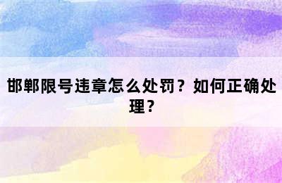 邯郸限号违章怎么处罚？如何正确处理？