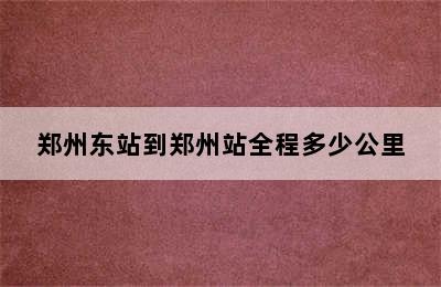 郑州东站到郑州站全程多少公里