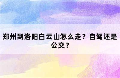 郑州到洛阳白云山怎么走？自驾还是公交？