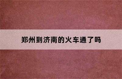 郑州到济南的火车通了吗