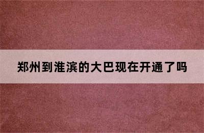 郑州到淮滨的大巴现在开通了吗