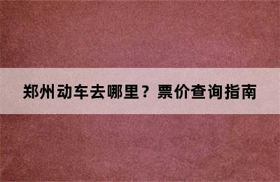 郑州动车去哪里？票价查询指南