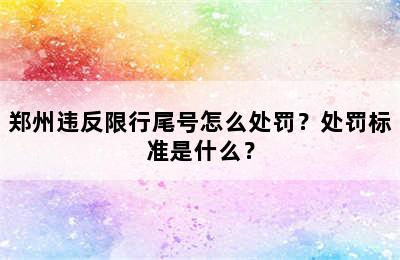 郑州违反限行尾号怎么处罚？处罚标准是什么？