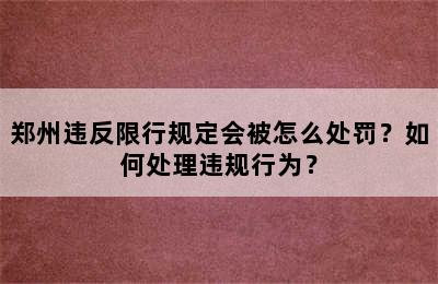 郑州违反限行规定会被怎么处罚？如何处理违规行为？
