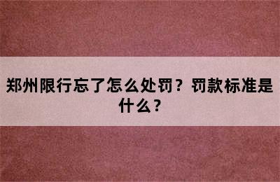 郑州限行忘了怎么处罚？罚款标准是什么？