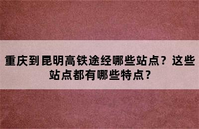 重庆到昆明高铁途经哪些站点？这些站点都有哪些特点？