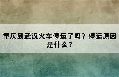 重庆到武汉火车停运了吗？停运原因是什么？