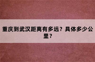 重庆到武汉距离有多远？具体多少公里？