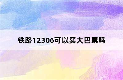 铁路12306可以买大巴票吗