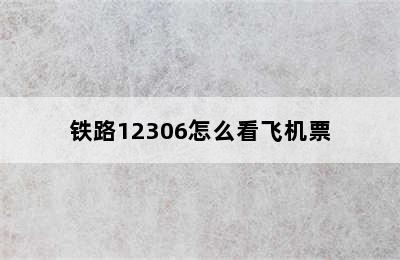 铁路12306怎么看飞机票