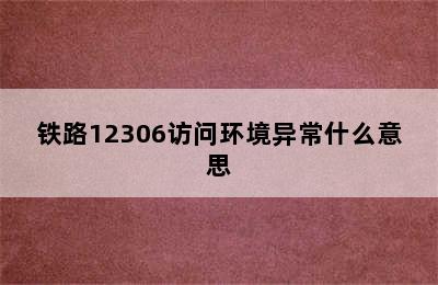 铁路12306访问环境异常什么意思