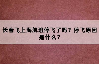 长春飞上海航班停飞了吗？停飞原因是什么？